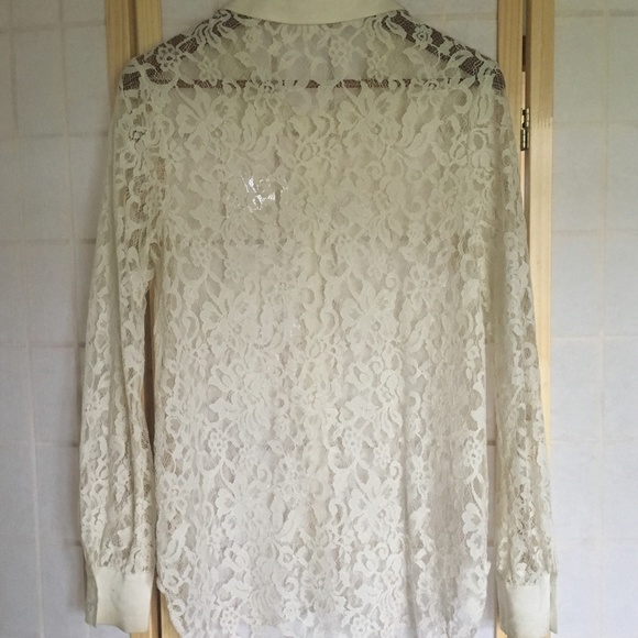 Vintage White Lace/silk Button Up - Picture 3 of 4